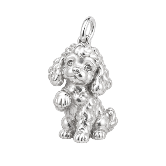 Poodle - toy — My Baby Charm and Polyester Cord Bracelet Set — Silver