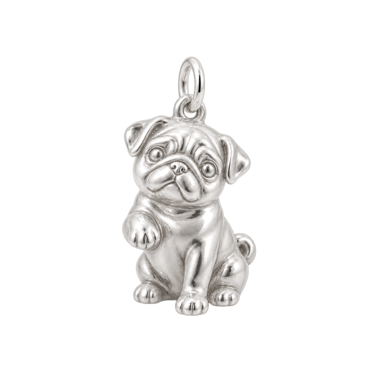 Pug — My Baby Charm and Polyester Cord Bracelet Set — Silver