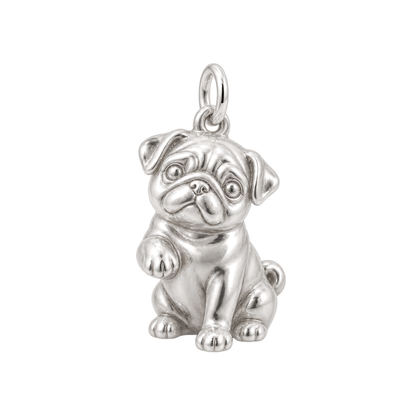 Pug — My Baby Charm and Polyester Cord Bracelet Set — Silver