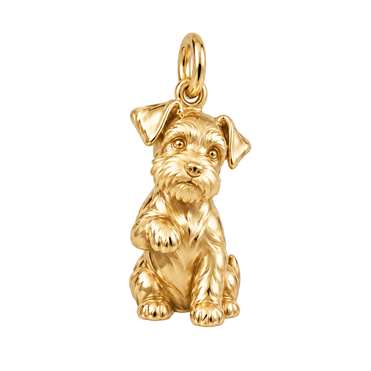 Schnauzer - Miniature, natural ears — My Baby Charm and Polyester Cord Bracelet Set — Gold
