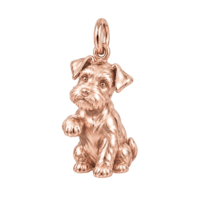 Schnauzer - Miniature, natural ears — My Baby Charm and Polyester Cord Bracelet Set — Rose Gold
