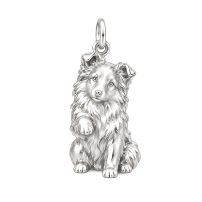 Shetland Sheepdog — My Baby Charm and Polyester Cord Bracelet Set — Silver