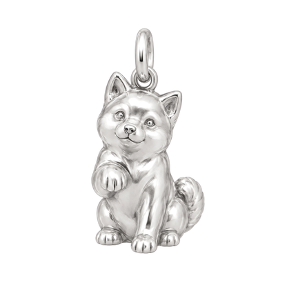 Shiba Inu — My Baby Charm and Polyester Cord Bracelet Set — Silver
