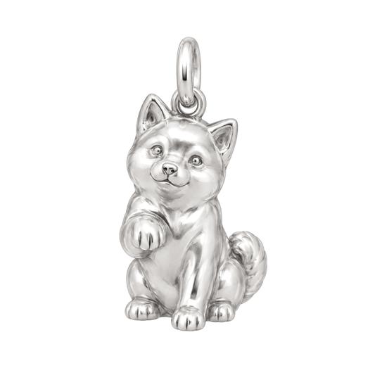 Shiba Inu — My Baby Charm and Polyester Cord Bracelet Set — Silver