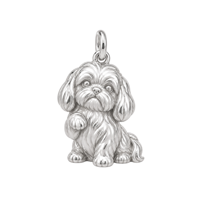 Shih Tzu - long coat — My Baby Charm and Polyester Cord Bracelet Set — Silver