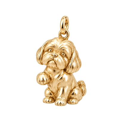 Shih Tzu - puppy cut — My Baby Charm and Polyester Cord Bracelet Set — Gold