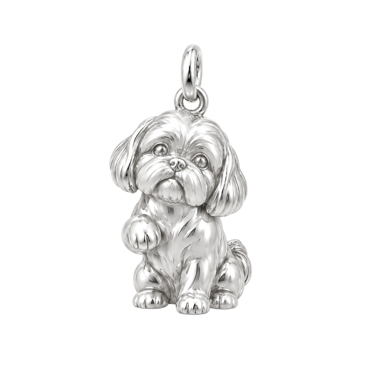 Shih Tzu - puppy cut — My Baby Charm and Polyester Cord Bracelet Set — Silver