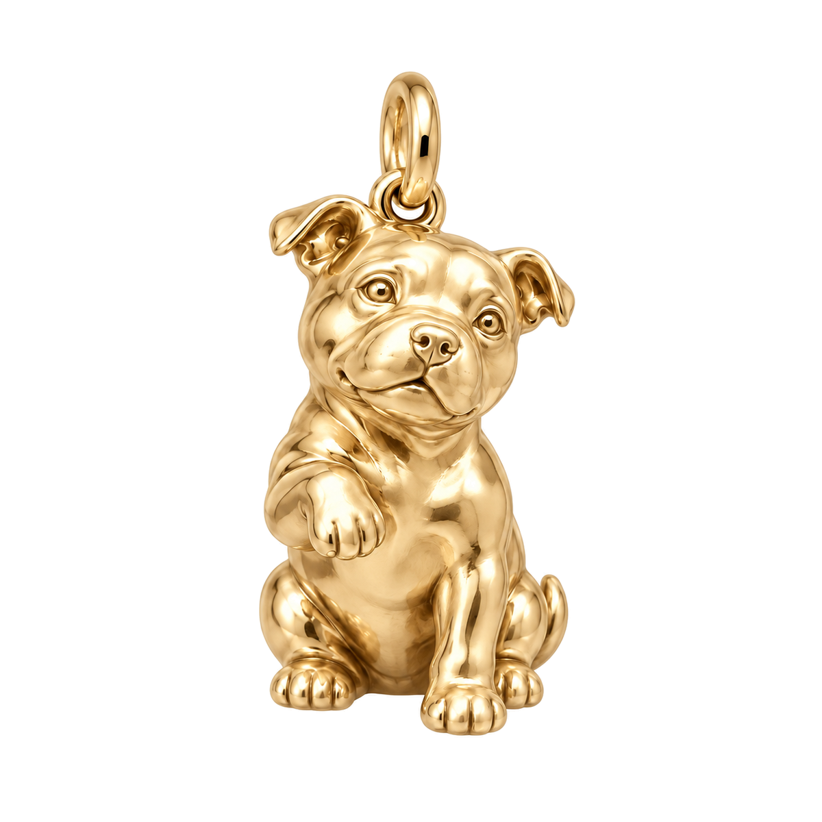 Staffordshire Bull Terrier — My Baby Charm and Polyester Cord Bracelet Set — Gold