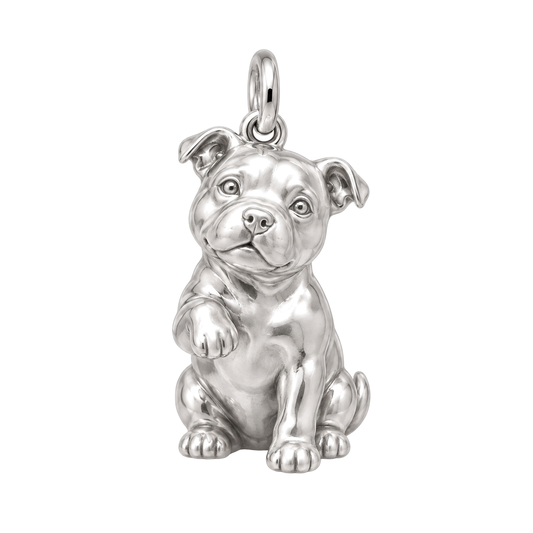 Staffordshire Bull Terrier — My Baby Charm and Polyester Cord Bracelet Set — Silver