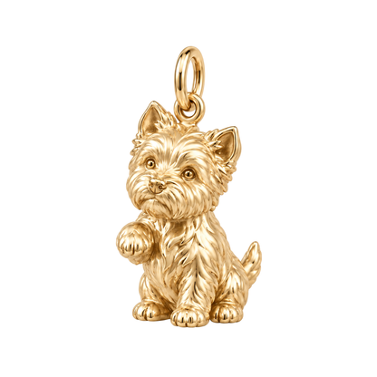 West Highland White Terrier — My Baby Charm and Polyester Cord Bracelet Set — Gold