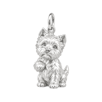 West Highland White Terrier — My Baby Charm and Polyester Cord Bracelet Set — Silver