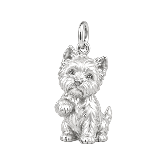 West Highland White Terrier — My Baby Charm and Polyester Cord Bracelet Set — Silver