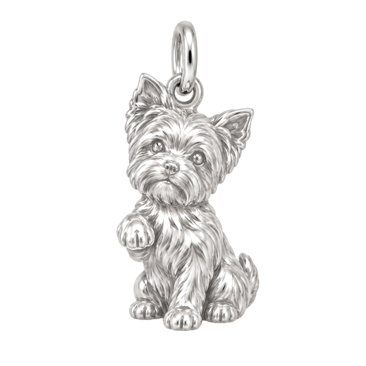 Yorkshire Terrier — My Baby Charm and Polyester Cord Bracelet Set — Silver