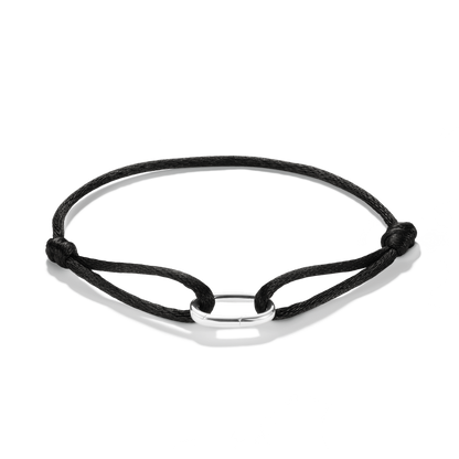 Everyday Connection Cord Charm Bracelet — Black cord — 925 Sterling Silver — main view
