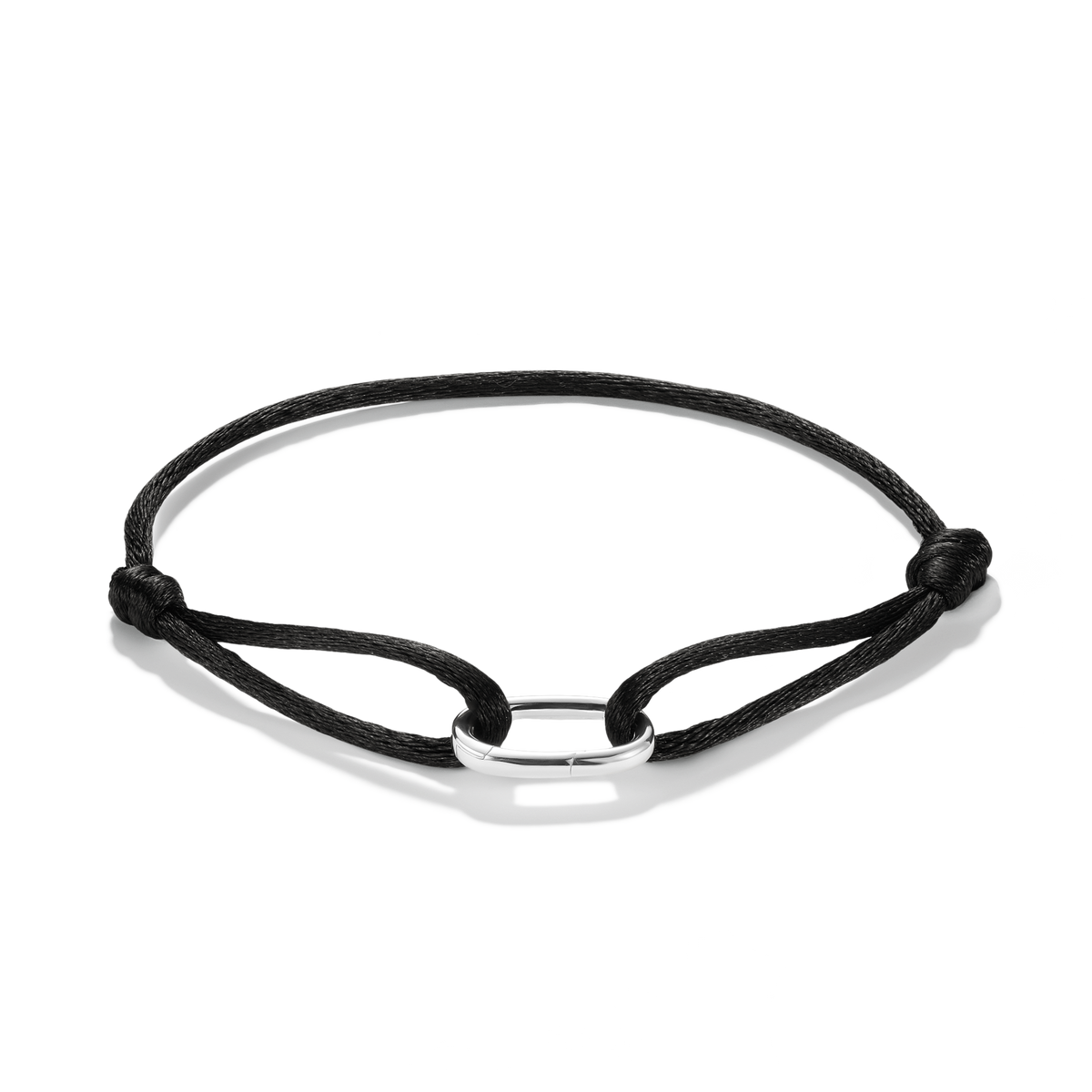 Everyday Connection Cord Charm Bracelet — Black cord — White Gold Vermeil — main view