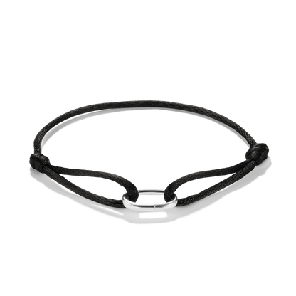 Everyday Connection Cord Charm Bracelet — Black cord — White Gold Vermeil — main view