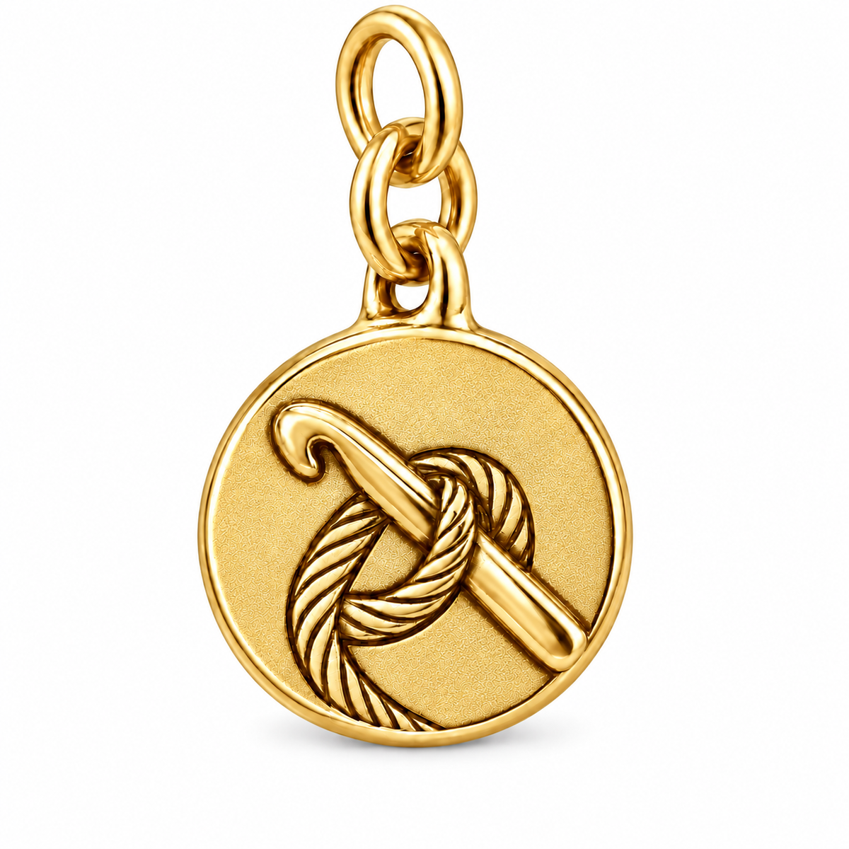 Hook and Loop Crochet Medallion Charm | gold | 74ba8fad5b68ecf9392b28e7e84703aa6dfa54871d893a56b96c86be98a91cfd