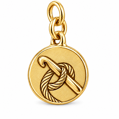 Hook and Loop Crochet Medallion Charm | gold | 74ba8fad5b68ecf9392b28e7e84703aa6dfa54871d893a56b96c86be98a91cfd