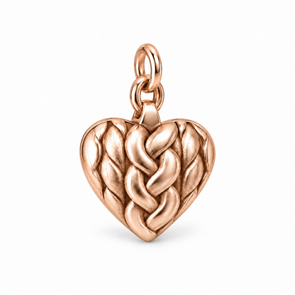 Cable Knit Heart Charm | rose | 5804db7a1f127a9556832d1672c15183f480c61495fb0c6815d777ceba22bfed