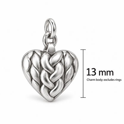 Cable Knit Heart Charm | size | 053fb04fe454d23c091f497e2a1a1208347c27c8f15836d2a4da9e74d47f7e35