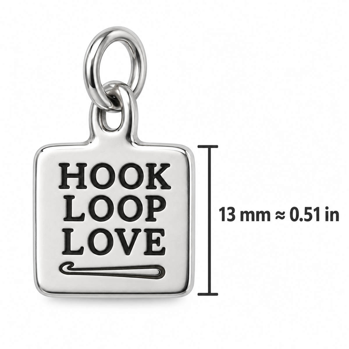 Hook Loop Love Engraved Crochet Charm | size | 5b35ea5e8ad4a7db4a63cc1c02a382e3e980605c63c4e15bcd7771eaa5586fe5