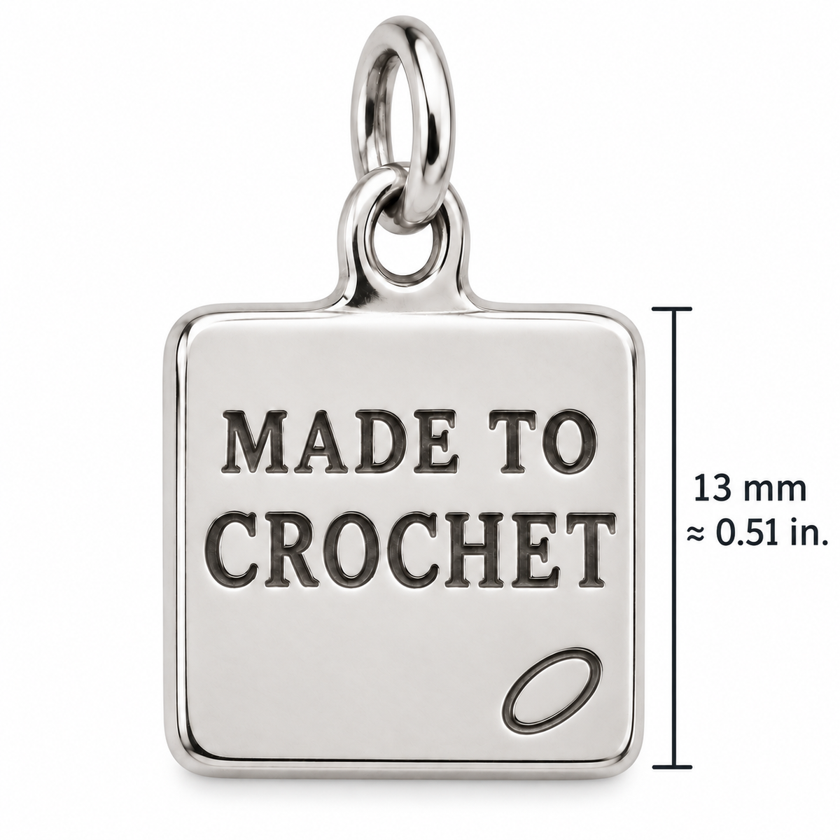 Made to Crochet Engraved Charm | size | cb1c403a9acb00cc6ffa9a02831cf3de60587ccc553ad8a3dd5c2c679b53a45f