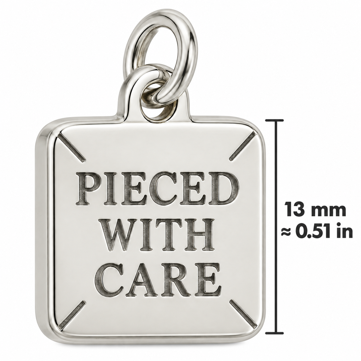 Pieced with Care Engraved Quilting Charm | size | 9613db54b1906178bf68da4305ae958ad65709517275dfddd256ed7c2fb9c5c3