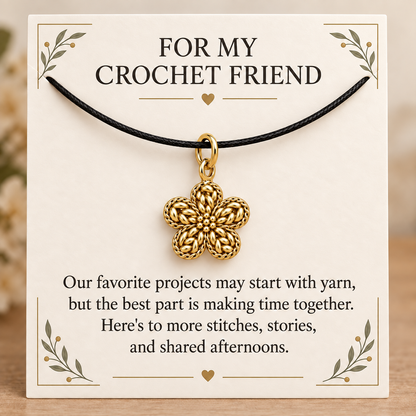 Crochet Friend Flower Charm Gift | gold | 317e57bb8ca4ce2c6131d27544b4e0d1538775ff0273e1a85569412b3ca0d35f