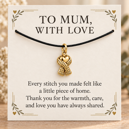 Mum Knit Scarf Heart Charm Gift | gold | fc5f317b38431de62fd023beee2168115b5e166c11fd3c02f0a15850cf71d1f6
