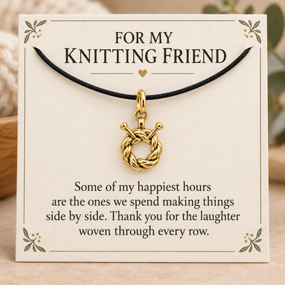 Knitting Friend Circle Charm Gift | gold | c2ad406c3258a7523280e3ae1d5c5b4034f25a9aa1e4ad9336ed423aab832a6e