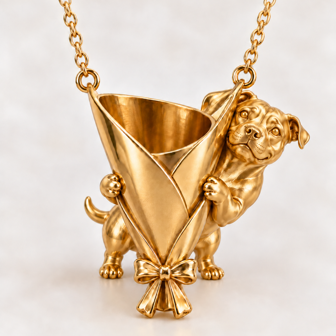 Staffordshire Bull Terrier — Flowers for You Charm — Gold