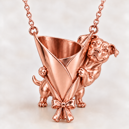 Staffordshire Bull Terrier — Flowers for You Charm Necklace Set — rose