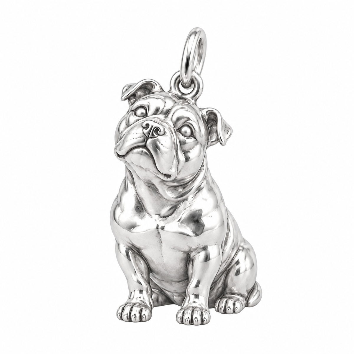American Bully — Happy Running Charm and Polyester Cord Bracelet Set — Silver