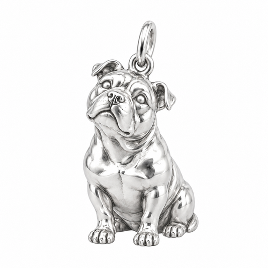 American Bully — Happy Running Charm and Polyester Cord Bracelet Set — Silver