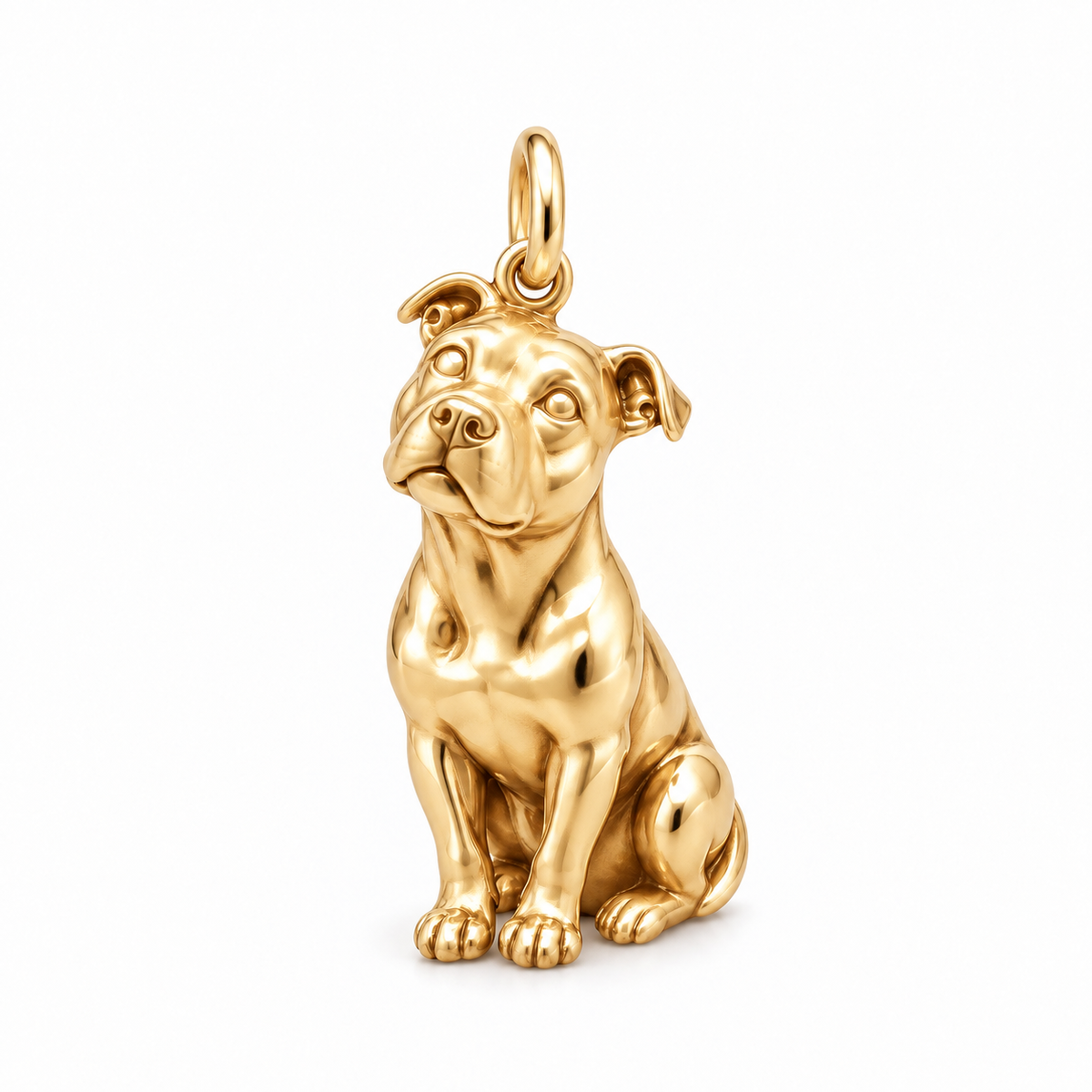 American Staffordshire Terrier — Happy Running Charm and Polyester Cord Bracelet Set — Gold