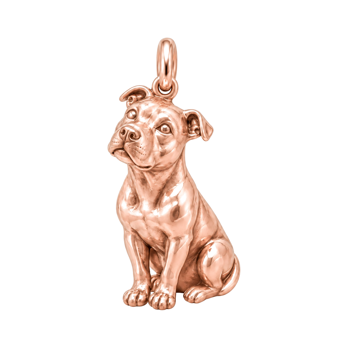 American Staffordshire Terrier — Happy Running Charm and Polyester Cord Bracelet Set — Rose Gold