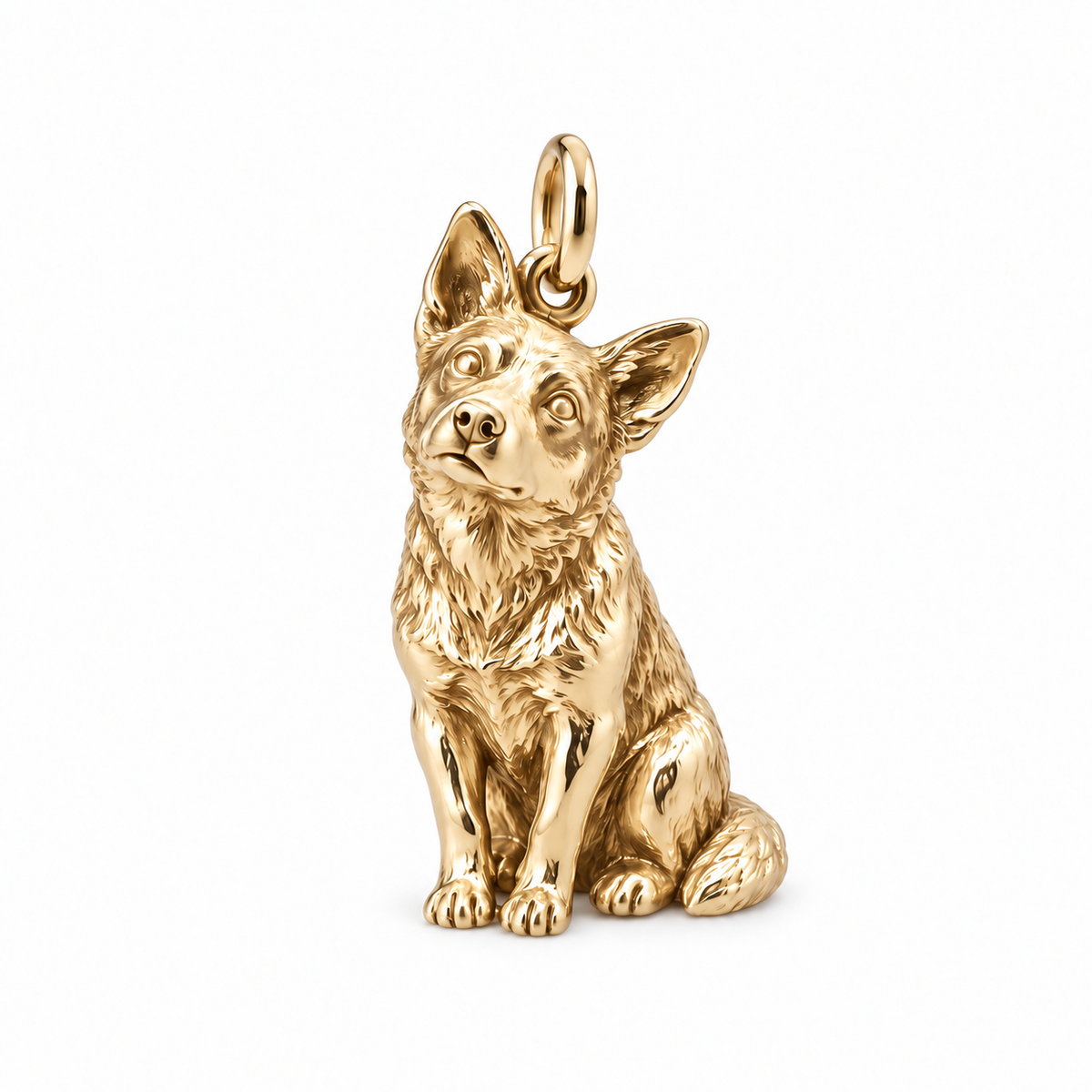 Australian Cattle Dog — Happy Running Charm and Polyester Cord Bracelet Set — Gold