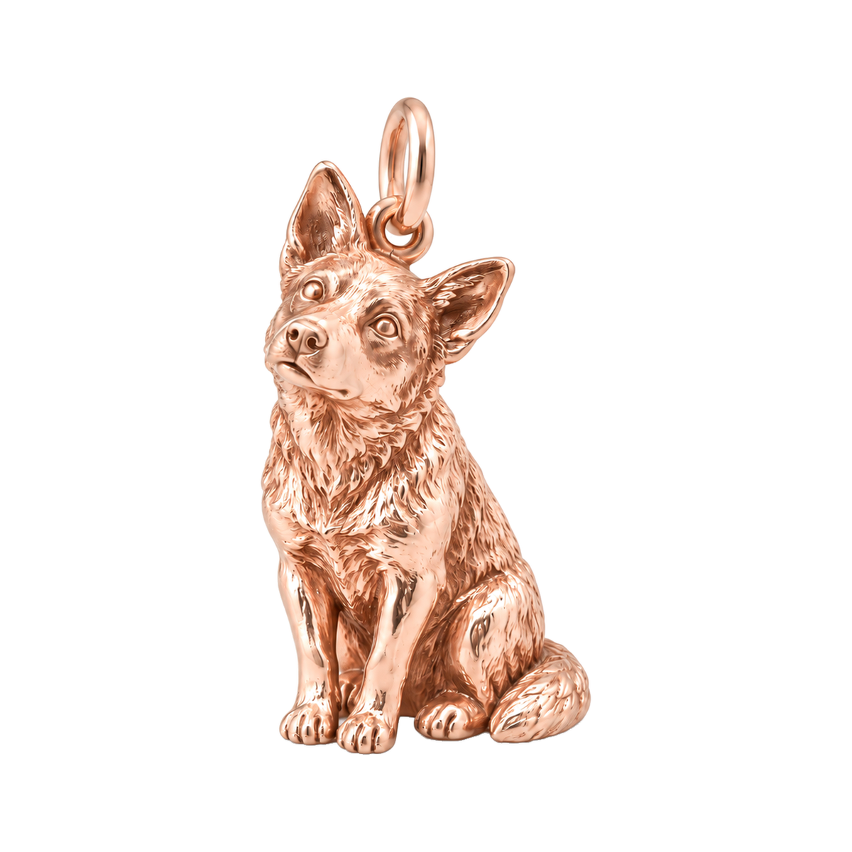 Australian Cattle Dog — Happy Running Charm and Polyester Cord Bracelet Set — Rose Gold