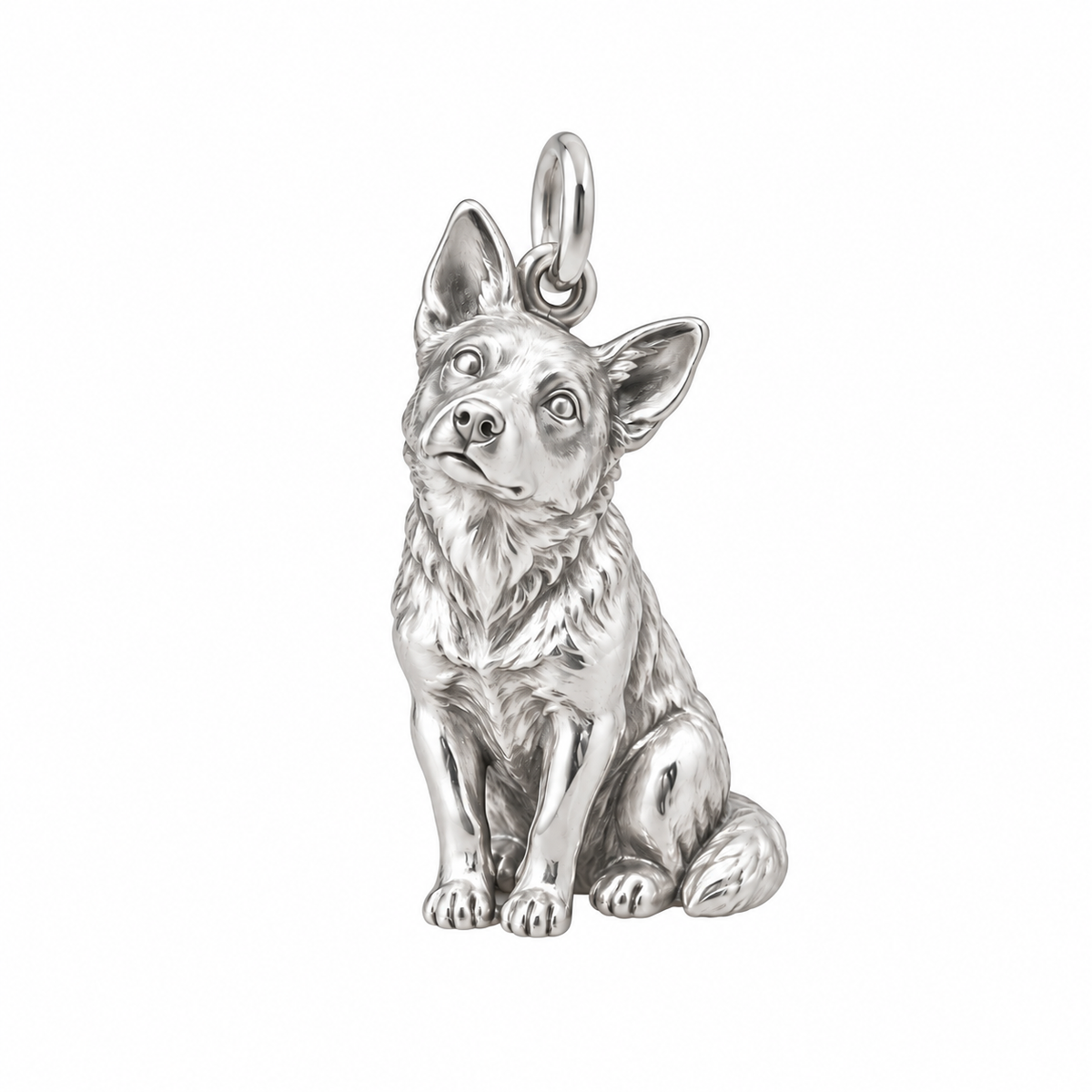 Australian Cattle Dog — Happy Running Charm and Polyester Cord Bracelet Set — Silver