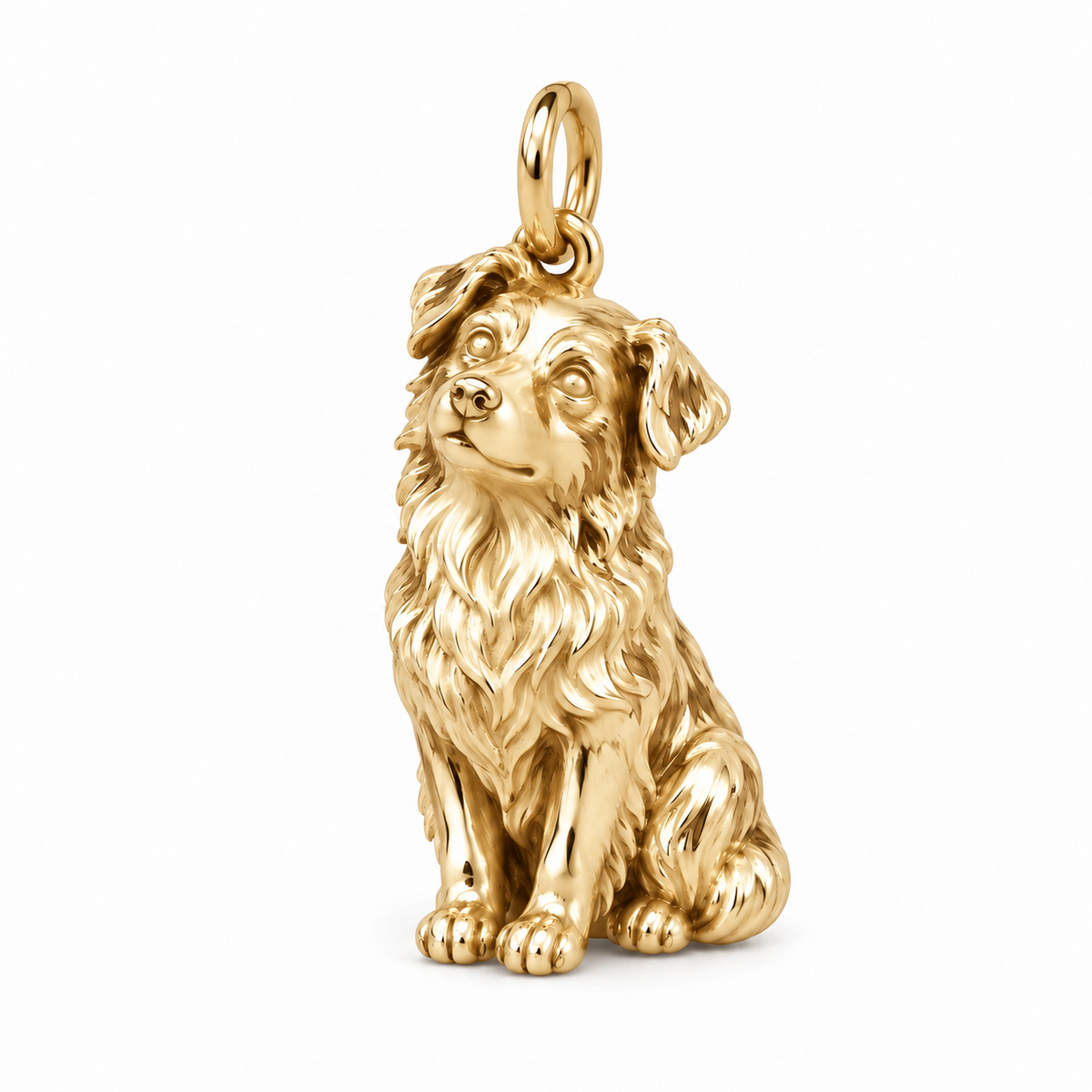 Australian Shepherd — Happy Running Charm and Polyester Cord Bracelet Set — Gold