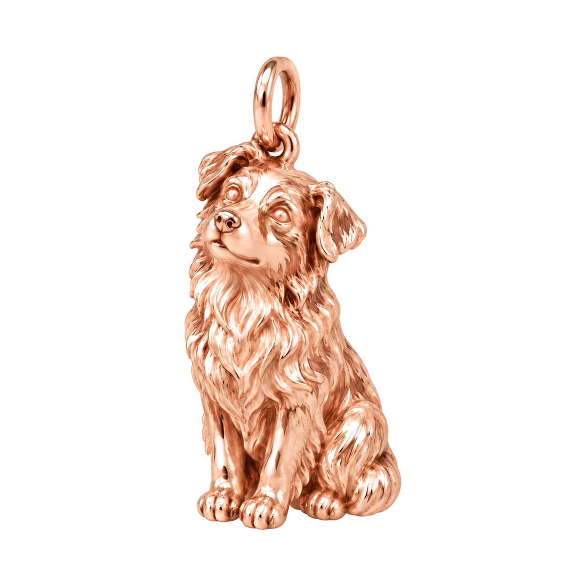 Australian Shepherd — Happy Running Charm and Polyester Cord Bracelet Set — Rose Gold