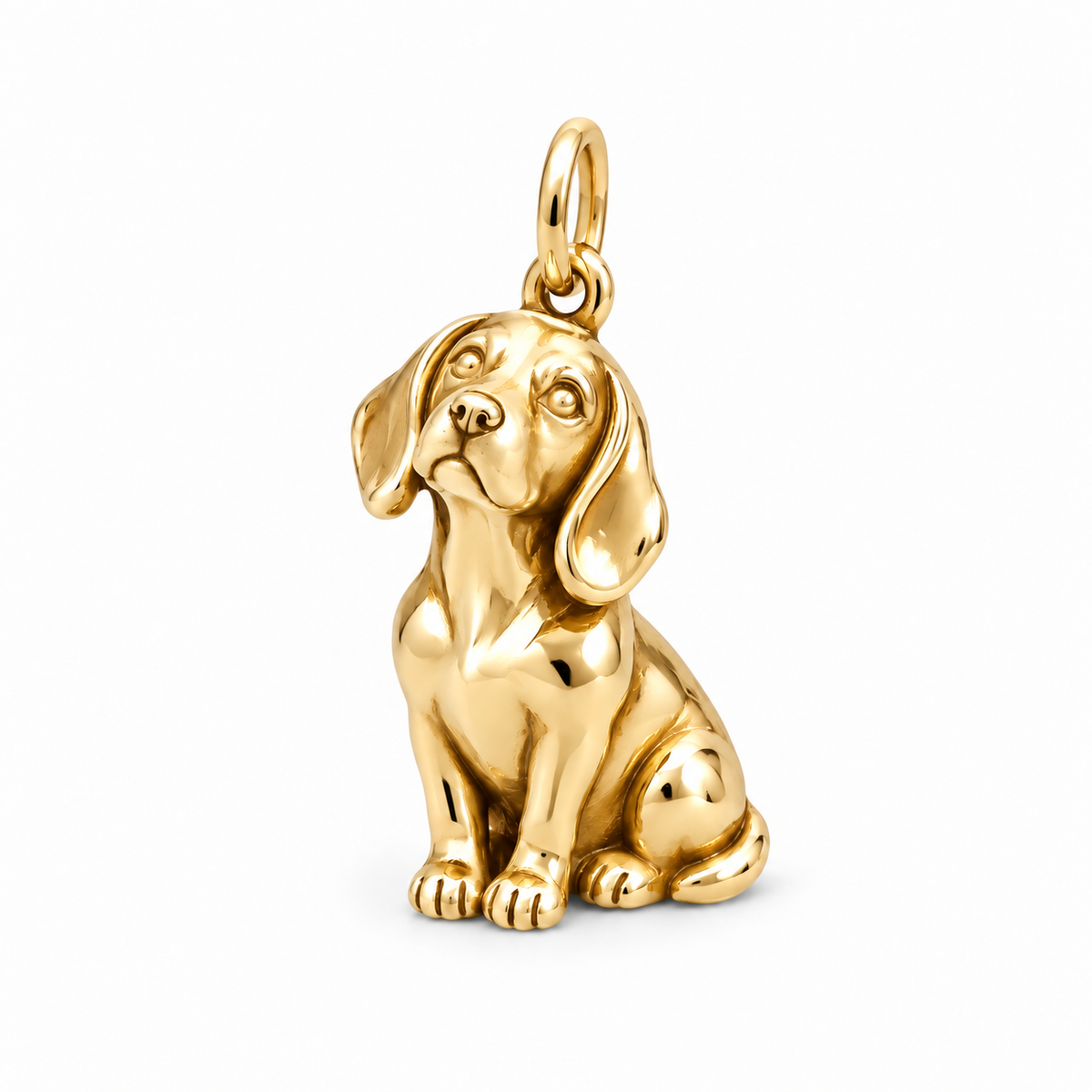 Beagle — Happy Running Charm and Polyester Cord Bracelet Set — Gold