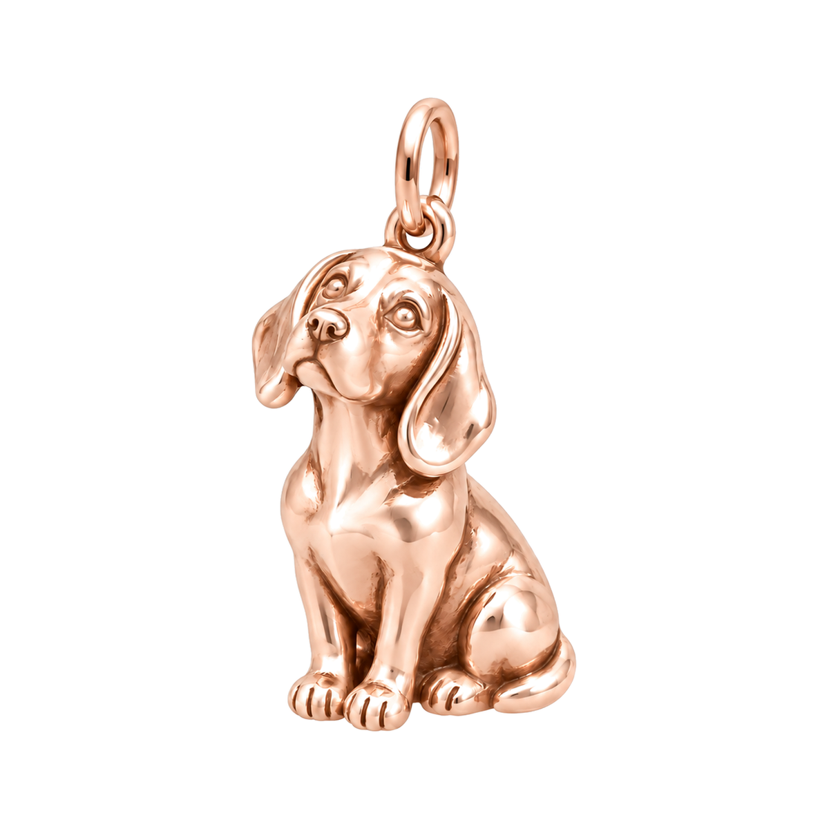 Beagle — Happy Running Charm and Polyester Cord Bracelet Set — Rose Gold