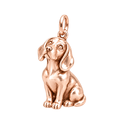 Beagle — Happy Running Charm and Polyester Cord Bracelet Set — Rose Gold
