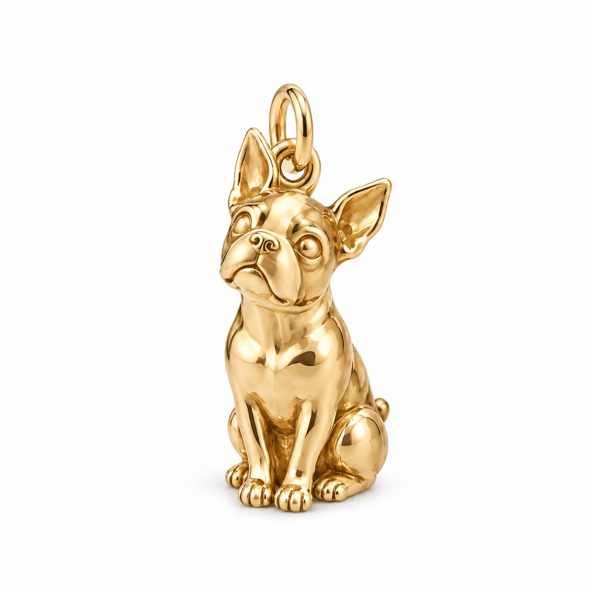 Boston Terrier — Happy Running Charm and Polyester Cord Bracelet Set — Gold