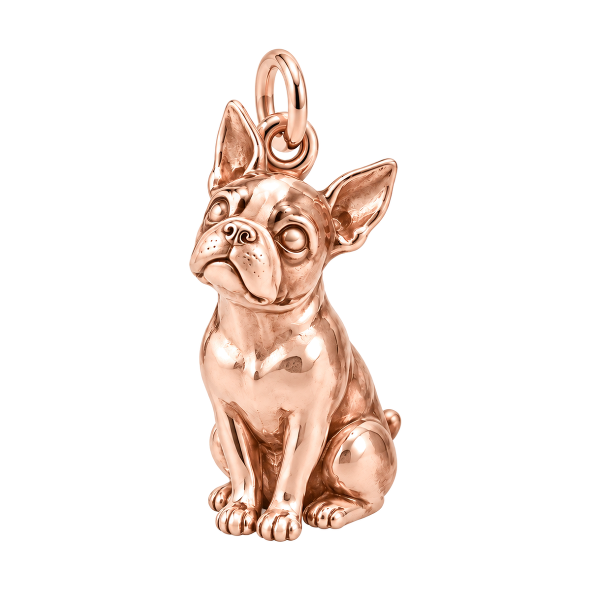 Boston Terrier — Happy Running Charm and Polyester Cord Bracelet Set — Rose Gold