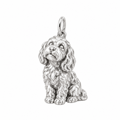 Cavapoo — Happy Running Charm and Polyester Cord Bracelet Set — Silver