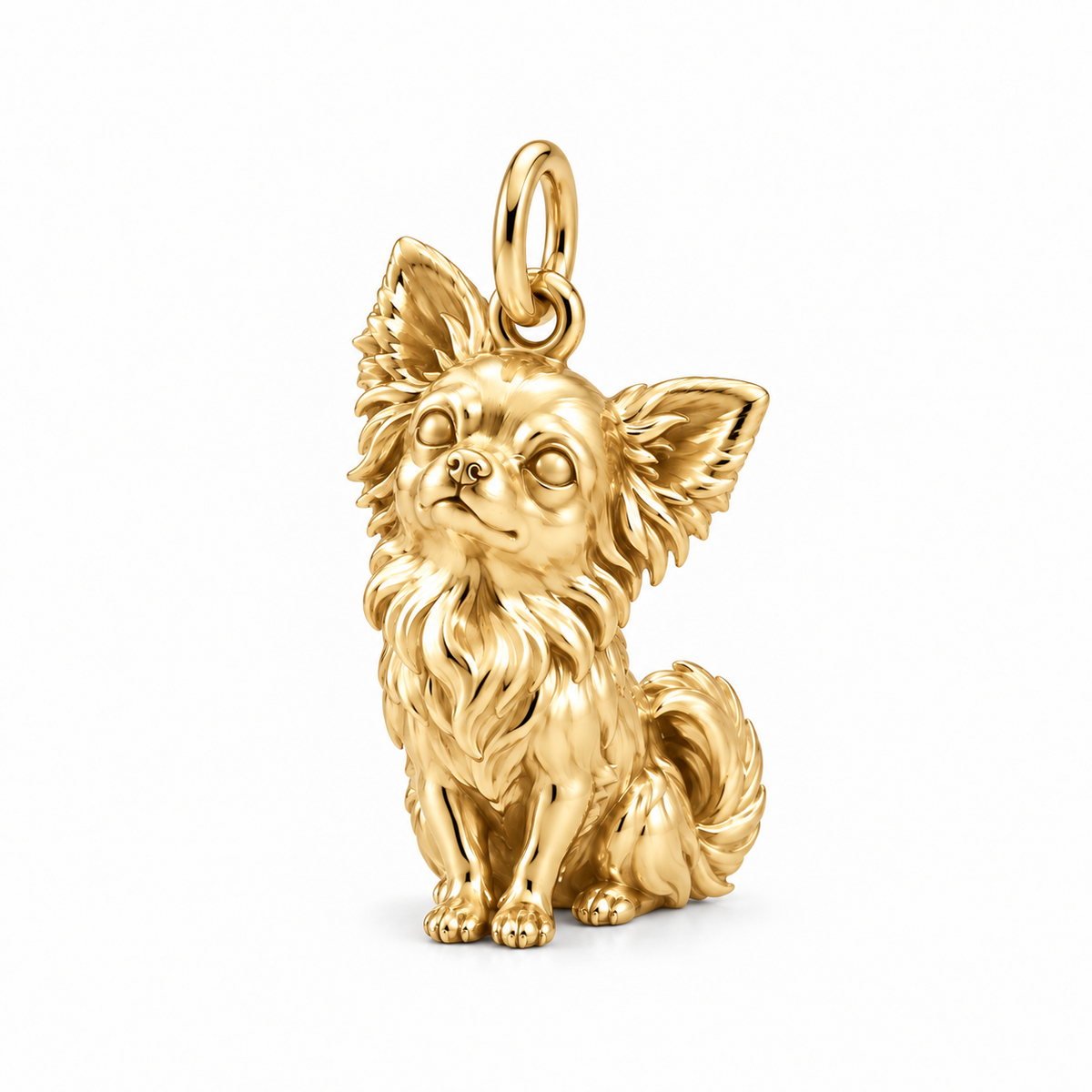 Chihuahua - long hair — Happy Running Charm and Polyester Cord Bracelet Set — Gold