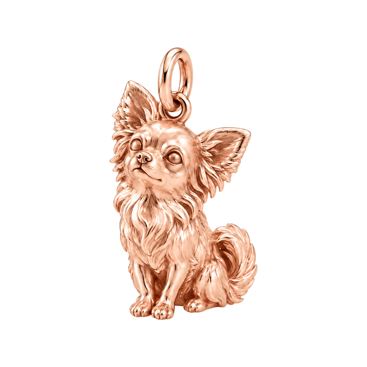 Chihuahua - long hair — Happy Running Charm and Polyester Cord Bracelet Set — Rose Gold