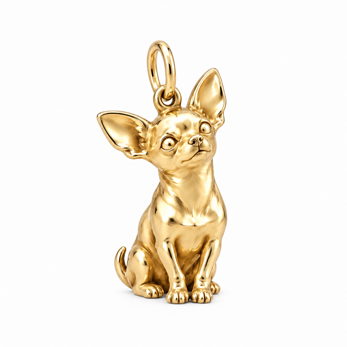 Chihuahua - short hair — Happy Running Charm and Polyester Cord Bracelet Set — Gold